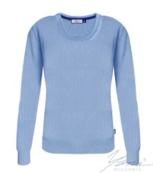 Damenpullover, Halssaum, blau