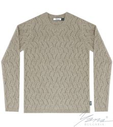 Women's crew neck sweater in light beige