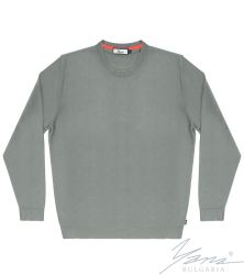 Men's round neck sweater, long sleeves, gray