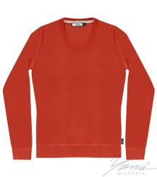 Damenpullover, Halssaum, rot