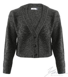 Dámsky hrubý vlnený kardigan sivýmelanž