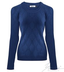 Damenpullover, Halssaum, royal