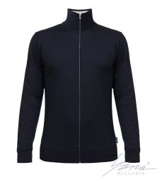 Herren-Strickjacke aus dünner Wolle mit durchgehendem Reißverschluss, dunkelblau