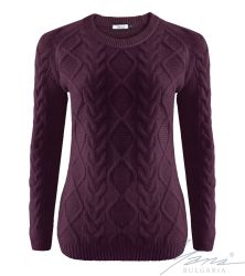 Damenpullover, Halssaum, bordo