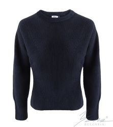 Damenpullover, Halssaum, dunkelblau