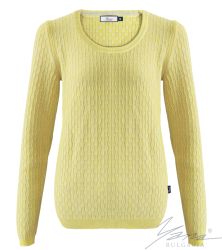 Damenpullover, Halssaum, gelb / hellgrau