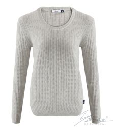 Damenpullover, Halssaum, hellgrau 