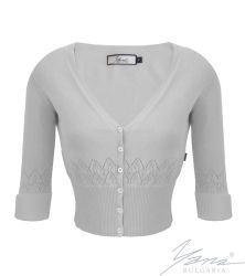 Damen-Strickjacke, 3/4 Ärmel, grau