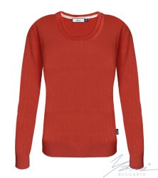 Damenpullover, Halssaum, rot