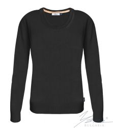 Damenpullover, Halssaum, schwarz