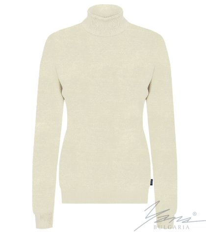 Dámsky vlnený sveter s vysokým golierom, ecru