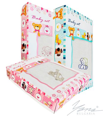 Detská súprava Microcotton s výšivkou v krabičkebiely