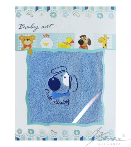 Baby-Set mit Strickerei in Box blau