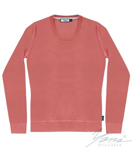 Damenpullover, Halssaum, coral