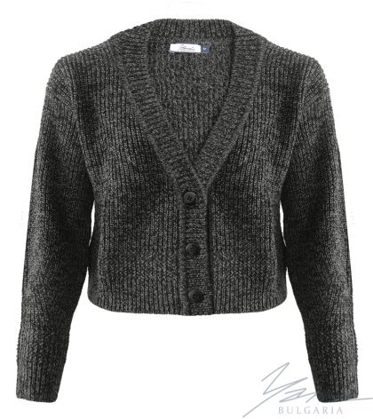 Dámsky hrubý vlnený kardigan sivýmelanž