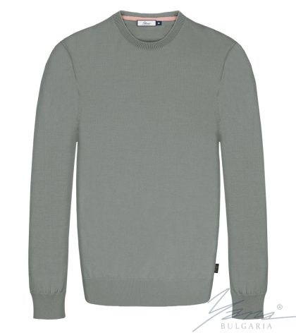 Pánsky sveter s dlhým rukávom a výstrihom sivá