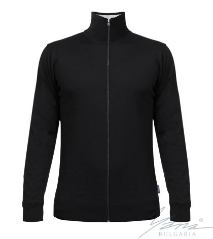 Herren-Strickjacke aus dünner Wolle mit durchgehendem Reißverschluss, dunkelblau