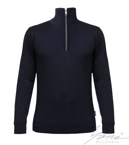 Pánska hrubá vlnená košeľa na zips tmavá Modrá