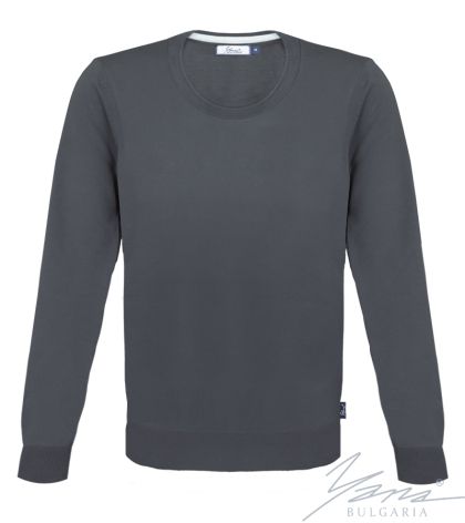 Pánsky tenký vlnený sveter s výstrihom sivá