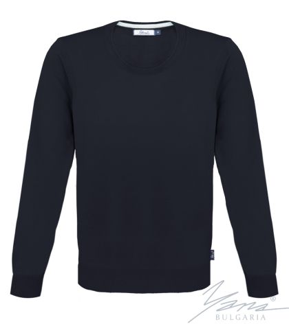 Pánsky tenký vlnený sveter s okrúhlym výstrihom tmavej farby syna