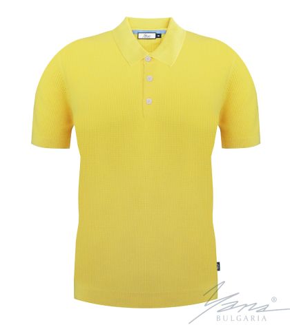 Pánska polokošeľa s krátkym rukávom s golierom,žltá