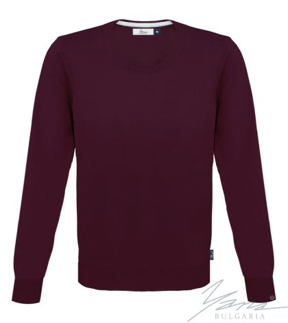 Pánsky tenký vlnený sveter s okrúhlym výstrihom tmavej farby syna