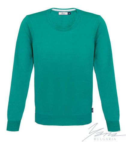 Pánsky tenký vlnený sveter s okrúhlym výstrihom tmavej farby syna