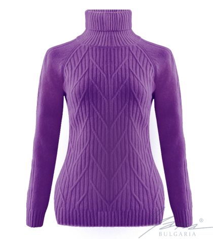 Dámsky sveter s vysokým polo golierom orgován