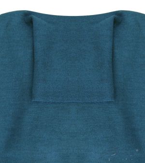 Dámsky vlnený sveter s vysokým golierom, petrolejovo modrá