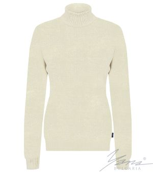 Женский шерстяной свитер с высоким воротником, светльй