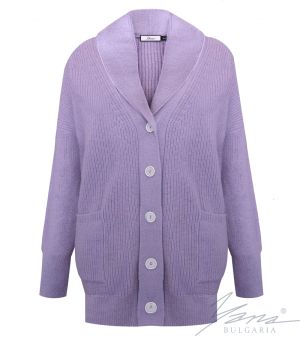 Dámsky sveter s vysokým polo golierom fioalova