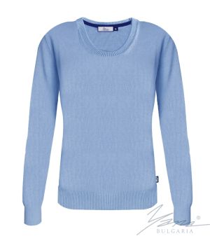 Damenpullover, Halssaum, blau