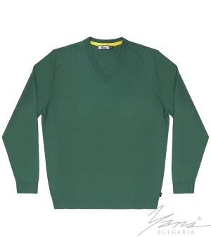 Pánsky sveter s dlhým rukávom s výstrihom do V, zelená