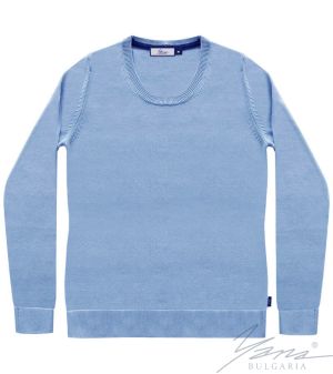 Damenpullover, Halssaum, blau