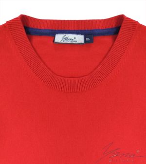Pánsky sveter s dlhým rukávom a výstrihom červená