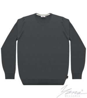 Men's wool round neck sweater in dark blue