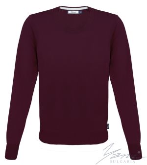 Pánsky tenký vlnený sveter s okrúhlym výstrihom tmavej farby syna