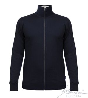 Pánsky tenký vlnený kardigan so zipsom tmavý Modrá