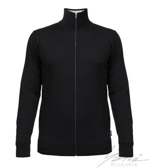 Pánsky tenký vlnený kardigan so zipsom tmavý Modrá