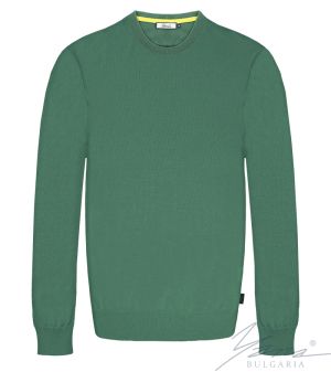 Pánsky sveter s dlhým rukávom a výstrihom zelená