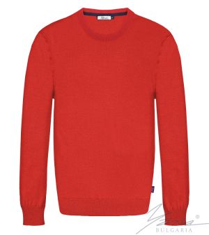 Pánsky sveter s dlhým rukávom a výstrihom červená