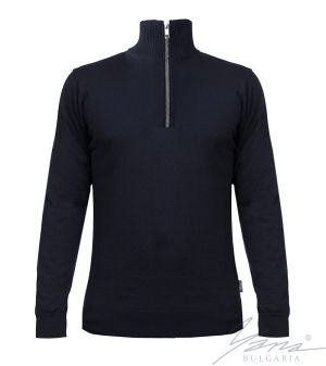 Рубашка толстая мужская шерстяная на молнии темно-синяя