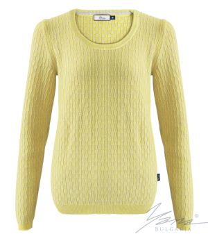 Dámsky sveter tepovanie žltá/St.sivá